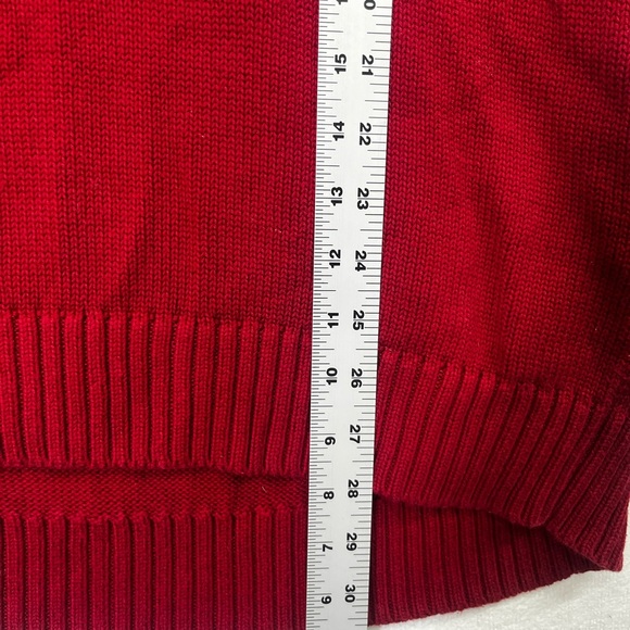 L.L. Bean 100% Cotton Vintage Vneck Mr Rodgers Sweater Mens L Dk Red 1630 - Picture 5 of 7